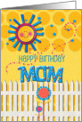 Happy Birthday Mom Sunshine and Flowers Scrapbook Style card