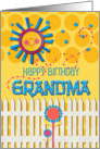 Happy Birthday Grandma Sunshine and Flowers Scrapbook Style card