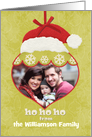 Merry Christmas Custom Photo and Name Santa Hat Ornament card