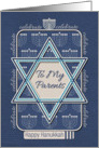 Happy Hanukkah To My Parents Celebrate Star of David and Menorah card