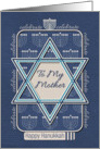 Happy Hanukkah To My Mother Celebrate Star of David and Menorah card