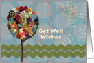 Get Well Wishes Button Tree and Ribbon Watercolor Effect card