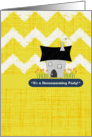 Housewarming Party Invitation Stylized House & Flowers Scrapbook Style card