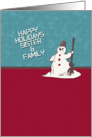 Happy Holidays Sister & Family Happy Snowman Holiday Greetings card