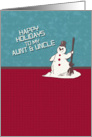 Happy Holidays Aunt & Uncle Happy Snowman Holiday Greetings card