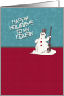 Happy Holidays Cousin Happy Snowman Holiday Greetings card