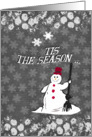 Christmas Tis the Season Happy Snowman & Snowflakes Chalkboard Effect card
