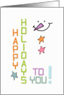 Happy Holidays Snowman Face and Star Buttons Fun Holiday Greetings card