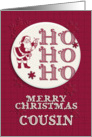 Merry Christmas Cousin Santa Ho Ho Ho Retro Look card