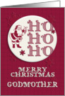 Merry Christmas Godmother Santa Ho Ho Ho Retro Look card