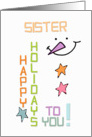 Happy Holidays Sister Snowman Colorful Christmas card