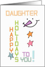 Happy Holidays Daughter Snowman Colorful Christmas card