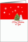 Merry Christmas to You Happy Snowman and Christmas Tree Snowflakes card