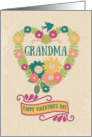 Happy Valentine’s Day Grandma Flower Heart with Bird and Ribbon card