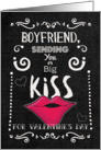 Happy Valentine’s Day Boyfriend Kiss Funny Chalkboard Style with Lips card