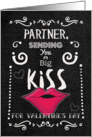 Happy Valentine’s Day Partner Kiss Funny Chalkboard Style with Lips card