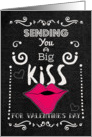 Happy Valentine’s Day Kiss Funny Chalkboard Style with Lips card