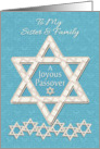 Happy Passover Sister & Family Joyous Passover Star of David Pattern card
