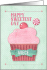 Happy Sweetest Day Niece Pink Cupcake and Mint Candy card