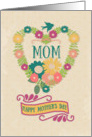 Happy Mother’s Day Mom Flower Heart with Bird and Ribbon card