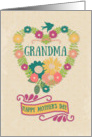 Happy Mother’s Day Grandma Flower Heart with Bird and Ribbon card