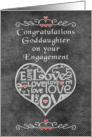 Engagement Congratulations to Goddaughter Chalkboard Look Word Art card