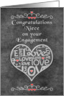 Engagement Congratulations to Niece Chalkboard Look Word Art card