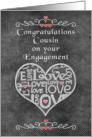 Engagement Congratulations to Cousin Chalkboard Look Word Art card