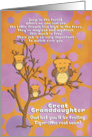 Get Well Soon Great Granddaughter for Kids Fantasy Animal Tiger Owl card