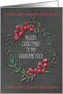 Merry Christmas to Grandmother Pretty Berry Wreath Chalkboard Style card
