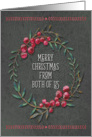 Merry Christmas From Both of Us Berry Wreath Chalkboard Style card