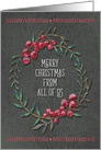 Merry Christmas All of Us Berry Wreath Chalkboard Style card