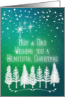 Merry Christmas to Mum & Dad Beautiful Christmas Trees and Snow Pretty card