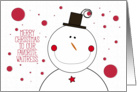 Merry Christmas to Favorite Waitress Smiling Snowman with Top Hat card