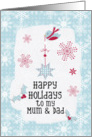 Happy Holidays to my Mum & Dad Snowflakes Pretty Winter Scene card