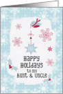 Happy Holidays to my Aunt and Uncle Snowflakes Pretty Winter Scene card