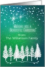 Merry Christmas Custom Name Beautiful Trees & Snow Winter Scene card