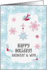 Happy Holidays to Daughter and Wife Snowflakes Pretty Winter Scene card