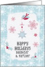 Happy Holidays to Daughter and Partner Snowflakes Pretty Winter Scene card