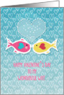 Happy Valentine’s Day to Wife Two Kissing Fish in Love Bubbly Heart card