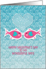 Happy Valentine’s Day to Wife Lesbian Two Kissing Fish Bubbly Heart card