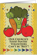 Thank You Church Food Pantry Volunteers Colorful Veggies and Patterns card