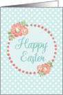 Happy Easter Holiday Flowers and Polka Dots Scrapbook Style Pretty card