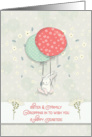 Happy Easter Sister & Family Bunny Floating with Big Balloons Flowers card