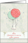 Happy Easter Sister Bunny Floating with Big Balloons Flowers card