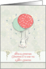 Happy Easter Sister & Partner Bunny Floating with Big Balloons Flowers card