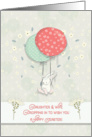 Happy Easter Daughter & Wife Bunny Floating with Big Balloons Flowers card