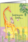 Get Well Soon Cute and Colorful Giraffe, Mouse, Butterfly, and Flowers card