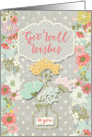 Get Well Wishes Pretty Flowers on Polka Dots Scrapbook Style card