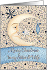 Merry Christmas to Sister and Wife Crescent Moon & Stars and Ornament card